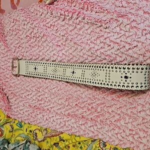 Vintage Calvin Klein Jeans Off White Large Leather Waist belt.